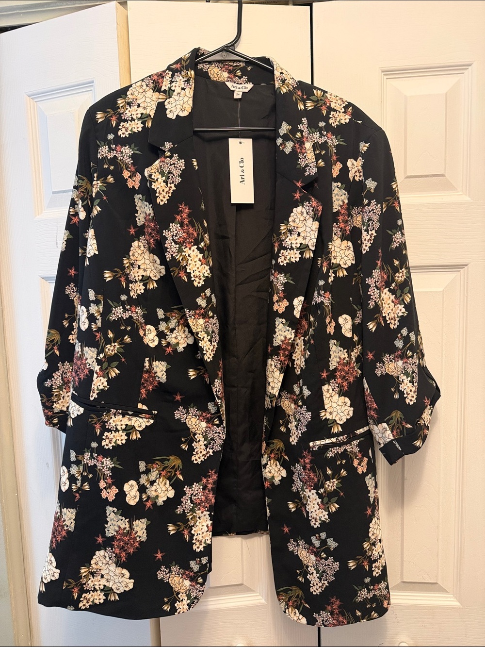 Black Floral Blazer Jacket